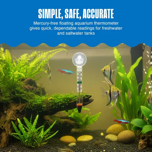 Miniatura 2 de PENN-PLAX Termómetro flotante Therma-Temp para acuario, sin mercurio, seguro para peces de agua dulce y salada