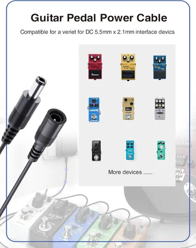Miniatura 9 de Paquete de 2 cables de extensión de alimentación VOLTKARE de 12 V CC, conectores macho a hembra de 0.217 x 0.083 in, cable adaptador de corriente