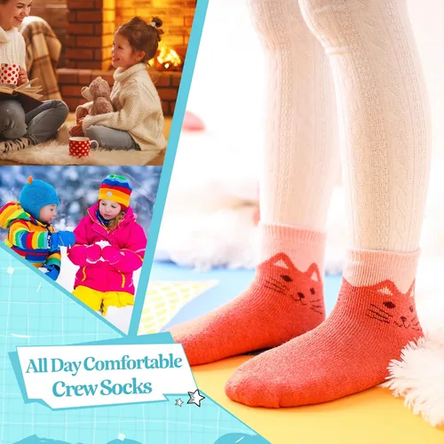 Miniatura 6 de Eocom - Medias de invierno cálidos de lana para niños y niñas, 6 pares