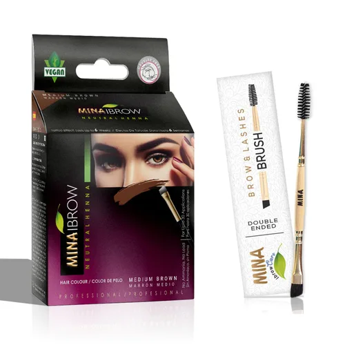 Miniatura 12 de MINA iBrow Kit de Color de Henna Profesional para Cabello con Paquete Combinado de Pincel Cubre Cabello Canoso - Dura hasta 6 semanas Sin