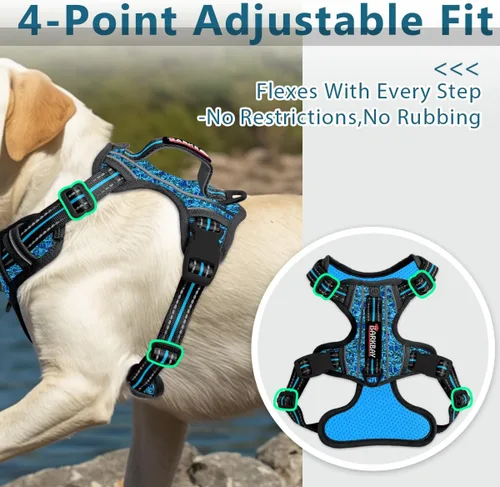 Miniatura 3 de BARKBAY Arnés para perro sin tirones con bolsillo para etiqueta de identificación, resistente, reflectante, fácil control para perros grandes