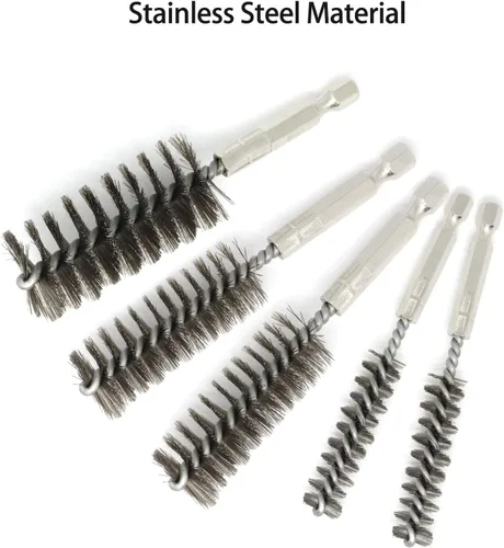 Miniatura 4 de 6 cepillos para taladro, vástago hexagonal de 1/4 de pulgada, cepillo de alambre trenzado de acero inoxidable para taladro, cepillo de alambre