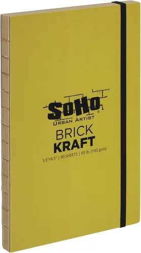 SoHo Urban Artist Cuaderno de bocetos de ladrillo para bocetos, dibujos, lápices de colores, grafito y más, papel kraft de 5.5 x 8.5 pulgadas (100