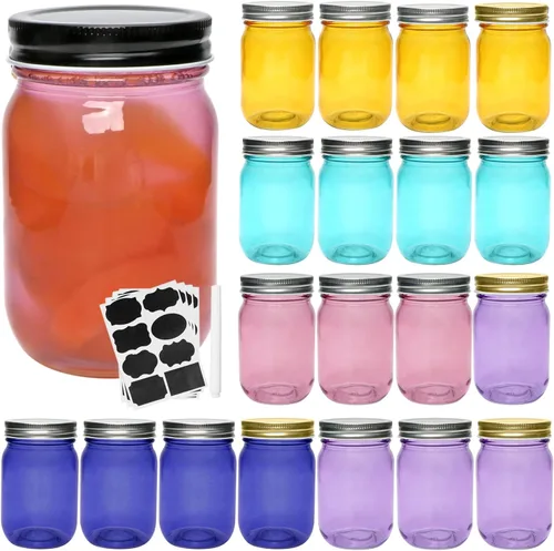 Miniatura 12 de QAPPDA Frascos Mason, Tarros de Vidrio Con Tapas de 8 oz, Tarros de Conservas Para Encurtidos y Almacenamiento de Cocina, Tarros de Especias de Boca