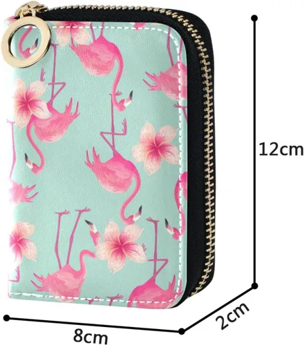 Miniatura 5 de Tarjetero de cuero para mujer, cartera pequeña de piel RFID con cremallera para tarjetas, Multicolor163, Compacto
