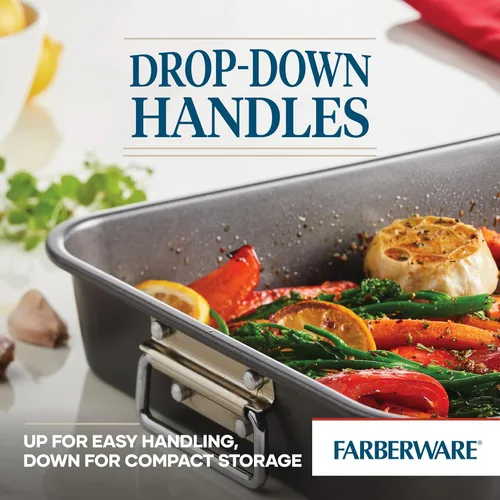 Miniatura 6 de Farberware Bakeware - Asador de acero antiadherente con estante plano, 11 pulgadas x 15 pulgadas, gris