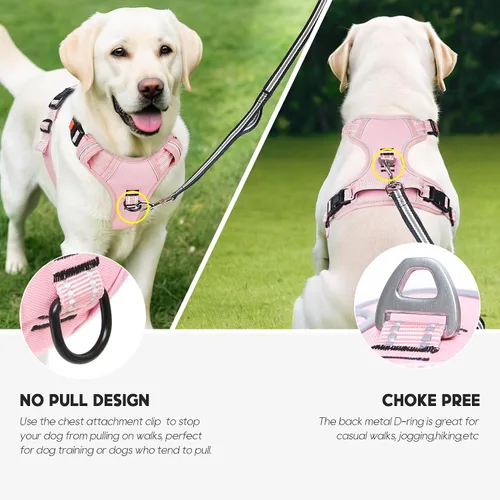 Miniatura 5 de Timos Arnés para perro de tamaño pequeño, arnés sin tirones para mascotas con cuello a presión bloqueable, chaleco reflectante para perro, sin
