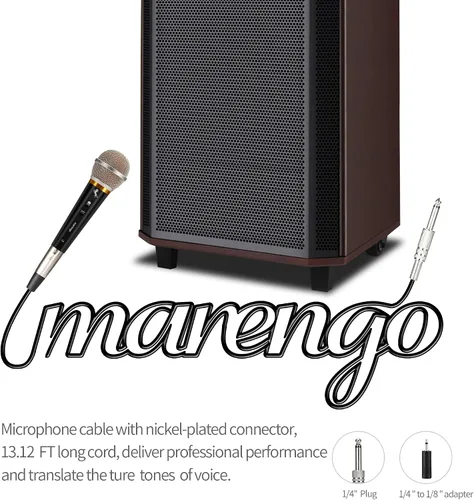 Miniatura 6 de Marengo Micrófono Dinámico de Mano para Canto de Karaoke, Micrófono XLR Alámbrico con Interruptor de Encendido y Apagado y Cable XLR Desmontable
