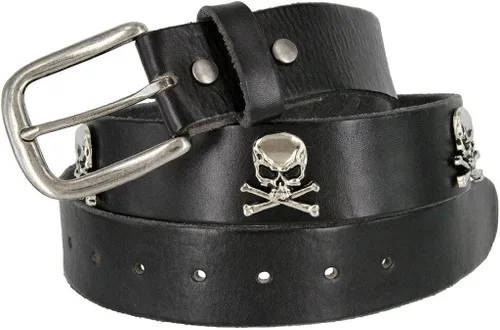 Miniatura 2 de Pirata Cráneo Crossbone Concho Full Grain Casual Jean cinturón de piel