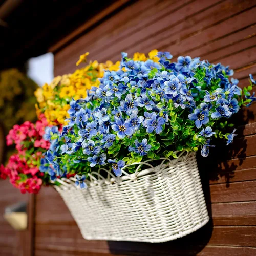 Miniatura 9 de Axylex - Flores Artificiales para Exteriores, Plantas Falsas - 16 Paquetes de Verdería Artificial para Exteriores, Arbustos de Boj de Plástico Sin