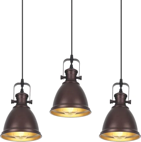 Miniatura 10 de Paquete de 3 luces colgantes negras para isla de cocina, lámpara colgante vintage, 6.5 pulgadas, altura ajustable, iluminación colgante