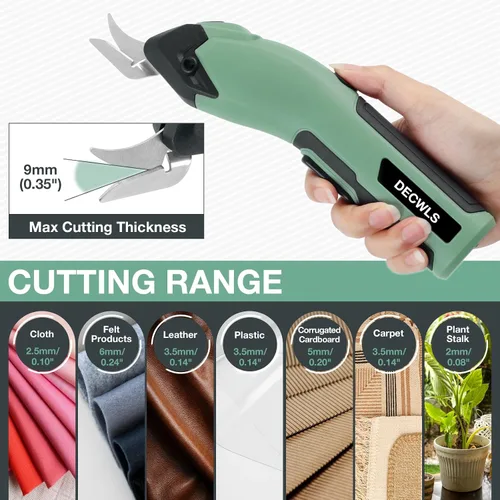 Miniatura 4 de Tijeras eléctricas inalámbricas para tela, tijeras de cartón recargables de 4 V con 3 cuchillas afiladas reemplazables, tijeras eléctricas