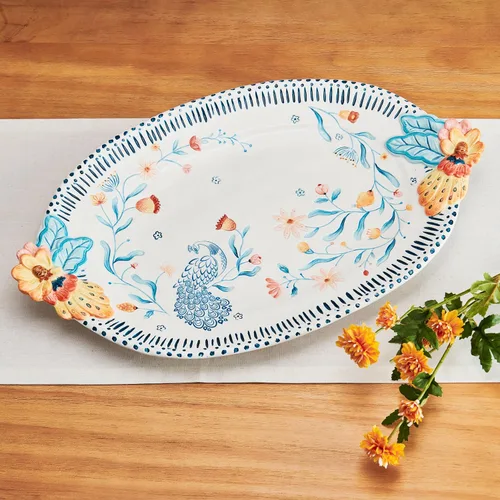 Miniatura 6 de Fitz and Floyd Gracie - Plato floral para servir, 19 pulgadas