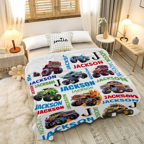 Miniatura 4 de Manta de bebé personalizada con nombre, para niñas, niños, amantes de los camiones, regalo para bebés, recién nacidos, niños, manta de franela