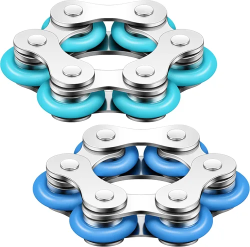 Sumind 2 piezas de cadena de bicicleta Fidget cadena de rodillo Fidget con seis flippy novedosos alivio del estrés para adultos Ansiedad Autismo,
