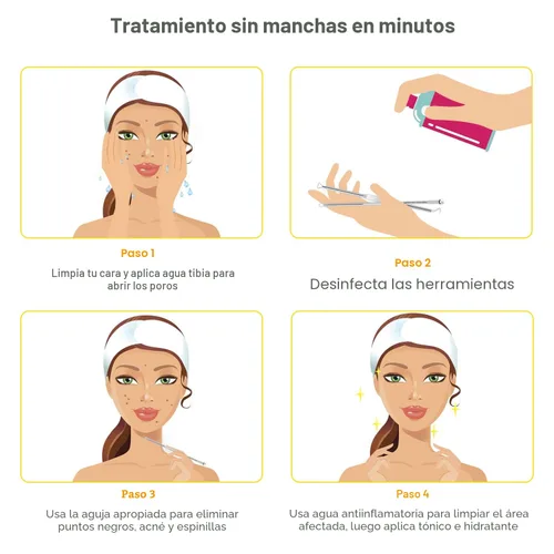 Miniatura 8 de Boxoyx - Kit de herramientas para reventar espinillas, kit de 10 piezas para eliminar puntos negros, kit extractor de comedones con caja
