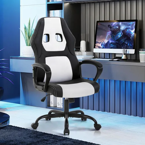 Miniatura 10 de Silla de juegos Silla de computadora de piel sintética con soporte lumbar Sillas de juego de altura ajustable Sillas de escritorio ergonómicas
