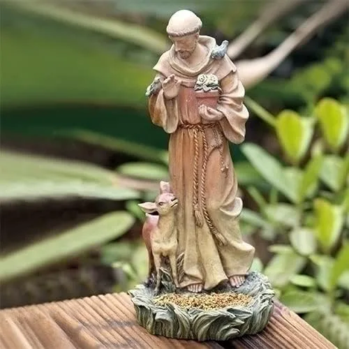 Joseph's Studio by Roman Inc., Comedero para pájaros ST Francis, colección de jardín, estatua religiosa, Sagrada familia, memorial, ángel, santo