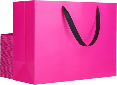 Miniatura 46 de EUSOAR Bolsas de regalo grandes negras, paquete de 12 bolsas de papel de compras de 16 x 6 x 12 pulgadas con asas, bolsa de mercancía de papel kraft