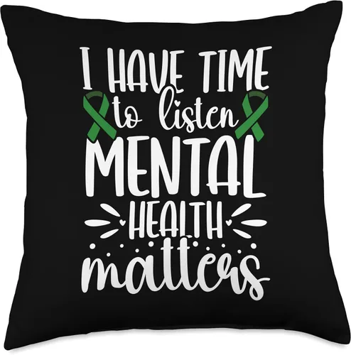 Miniatura 4 de Mental Health Awareness I Have Time To Listen Green Ribbon Throw Pillow