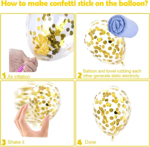 Miniatura 3 de Kelfara Globos verdes y dorados, 50 globos de látex de confeti verde metálico dorado de 12 pulgadas con cinta para Navidad, día de San Patricio, Año