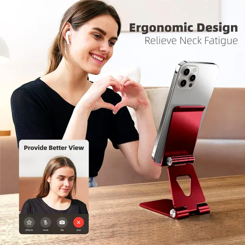 Miniatura 6 de Soporte para teléfono celular, [estable y ajustable en altura] Soporte plegable para teléfono celular para escritorio, escritorio de oficina, mesita