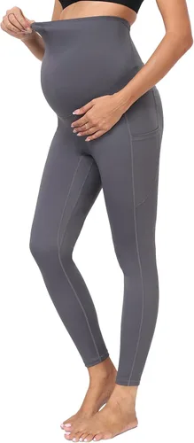 Miniatura 2 de JOJOANS Leggings de maternidad sobre el vientre con bolsillos, pantalones de yoga para embarazo, ropa deportiva suave, pantalones de maternidad