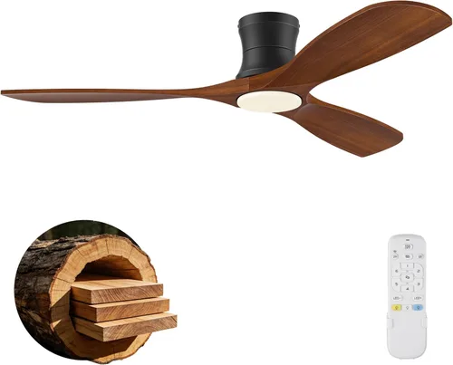 Miniatura 12 de Hoenofly - Ventilador de techo inteligente de madera de 52" de bajo perfil con luces y control remoto, motor CC silencioso, ventiladores de techo
