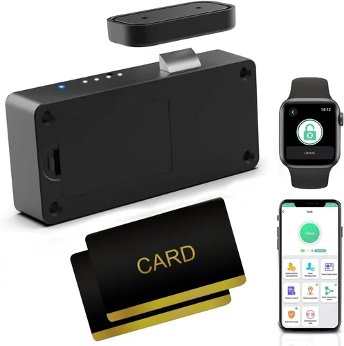 eLinkSmart - Cerradura de cajón oculta para gabinete con tarjeta NFC RFID, aplicación Bluetooth, seguridad infantil, no requiere taladrar para Negro