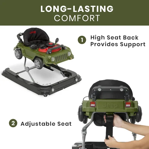Miniatura 4 de Jeep Classic Wrangler 3 en 1 Crece Conmigo Andador de Actividades - Cuenta con música, luces, bandeja de juego extraíble, modo andador de empuje, se