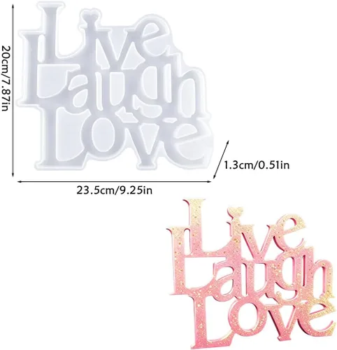 Miniatura 3 de Live Laugh Love - Molde de resina para letrero de palabras, moldes de silicona con eslogan de letras de cristal, molde de fundición epoxi