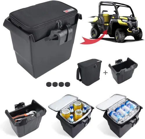 Miniatura 2 de Para Defender Center Underseat Storage Bin+Portable Ice Chest Cooler,Compatible con Can Am Defender/Defender Max 2016+Reemplazar OEM #715003446