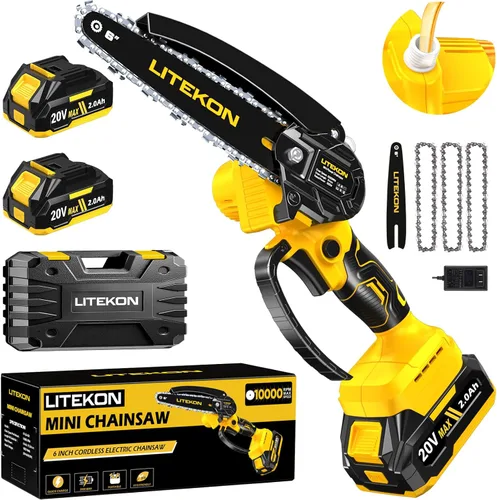 Miniatura 8 de Mini motosierra de alta potencia con motor de 1000 W, motosierra inalámbrica de 36 pies/S con sistema de aceite automático, motosierra eléctrica