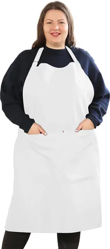 Miniatura 11 de Delantales de talla grande para mujer, con bolsillos, duradero, largo, ajustable, babero para cocina