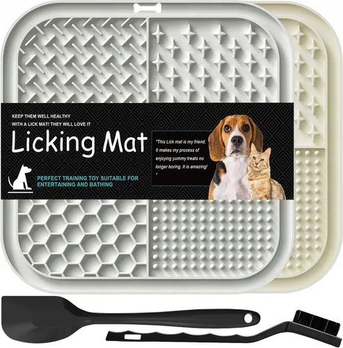 Miniatura 7 de Lesipee Alfombrilla para lamer perros y gatos, paquete de 2, patada para lamer de alimentador lento, juguetes para perros para aliviar la ansiedad