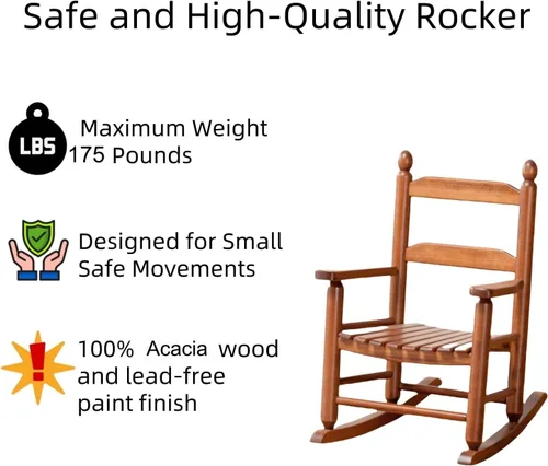 Miniatura 4 de Mecedora para niños, mecedora de madera para bebés pequeños, muebles cómodos para exteriores e interiores, sala de lectura, dormitorio, sala