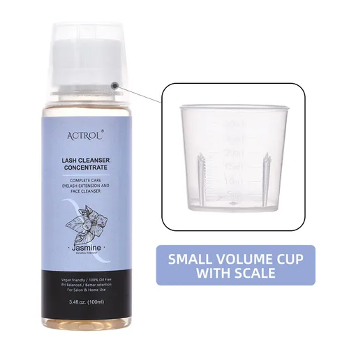 Miniatura 2 de ACTROL Limpiador de pestañas concentrado de 3.4 fl oz Jasmine Professional Lash Shampoo limpiador espumoso sin parabenos ni sulfatos lavado