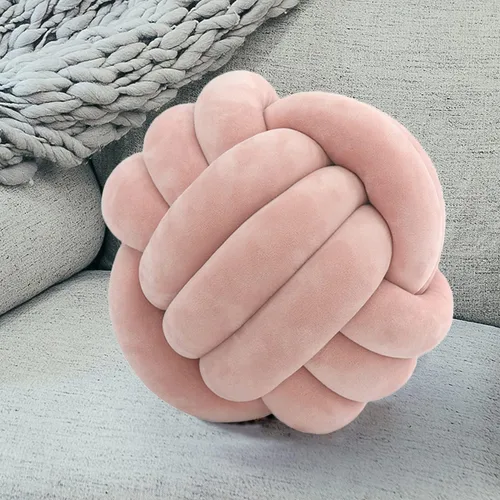 Miniatura 7 de Almohada de nudo, almohada redonda de nudo suave, almohada decorativa hecha a mano, cojín de nudo para automóvil, cama, sofá, sillón, sillón, Verde