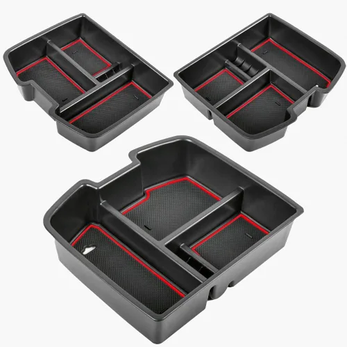 Miniatura 5 de TACORBO Bandeja Organizadora para Consola Central para 07-2014 GMC Sierra 2500 3500 Yukon XL Silverado 2500 3500 Suburban 1500 Tahoe / 07-13 GMC Rojo