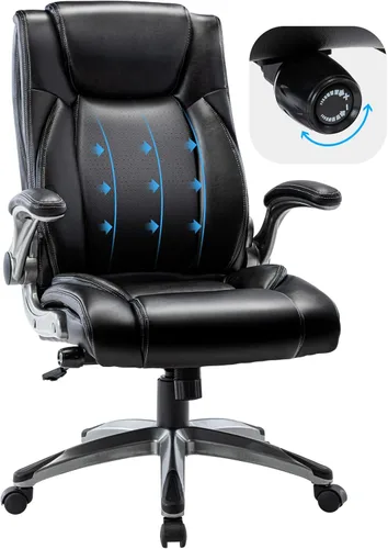 Silla de oficina ejecutiva de cuero, silla de oficina ergonómica con soporte lumbar ajustable, silla de escritorio de computadora con respaldo alto,