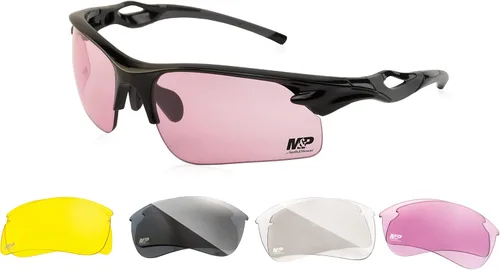 Smith & Wesson M&P Harrier - Gafas de tiro intercambiables de medio marco con resistencia a impactos y lentes antivaho (negro), talla 1