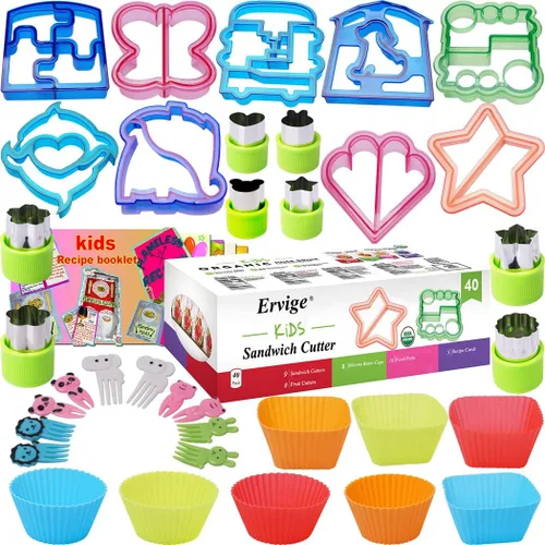 Cortador de pan sándwich para niños, forma de frutas y verduras, juego de cortador de galletas para niños y niñas, lonchera Bento Box