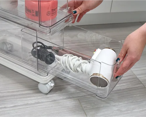 Miniatura 5 de iDesign The Sarah Tanno Collection - Carrito organizador de cosméticos apilable con 5 cajones, transparente