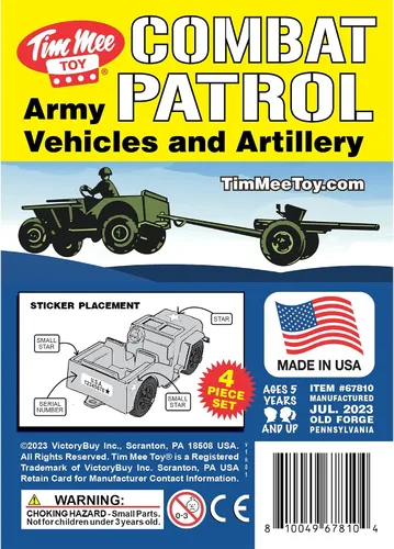 Miniatura 8 de TimMee Combat Patrol Willys & Artillery - Juego negro de 4 piezas fabricado en Estados Unidos