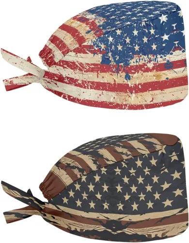 Miniatura 49 de Babrukda Paquete de 2 gorras con banda para el sudor ajustable con lazo en la espalda, gorro divertido