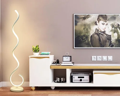 Miniatura 9 de Lámpara de Pie LED Espiral, 40W Lámparas de Pie Regulables para Sala de Estar con Control Remoto, Colores y Brillo Ajustables sin Escalones Lámpara