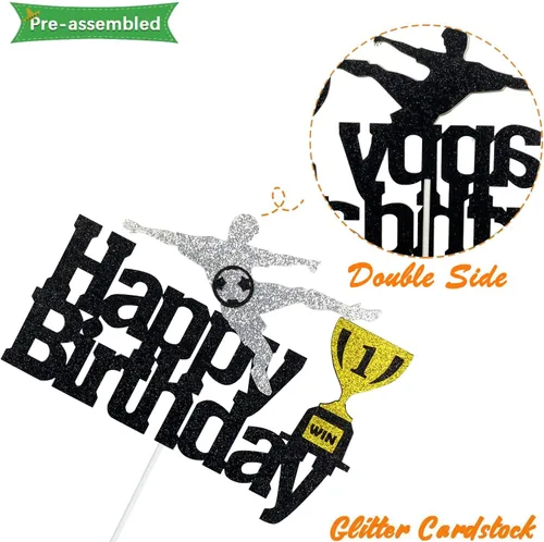 Miniatura 2 de Decoración de pastel de cumpleaños de fútbol, temática de fútbol para niños y adultos, fiesta de cumpleaños