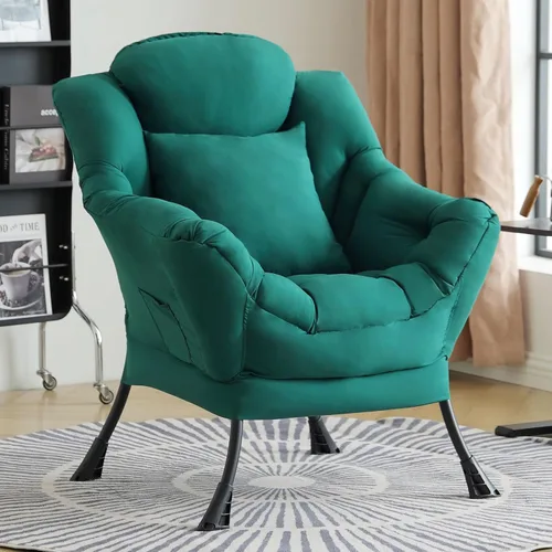 Miniatura 22 de Silla perezosa para sala de estar, silla decorativa grande negra con una almohada, juego de sofá de ocio, cómoda silla de lectura para dormitorio