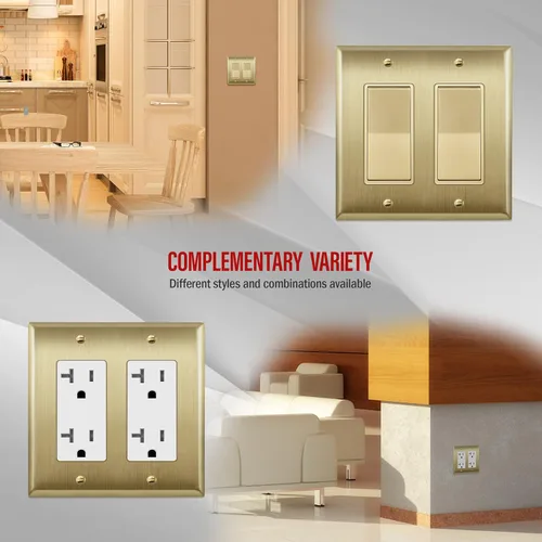 Miniatura 6 de ENERLITES Placa de pared metálica decorativa para receptáculo o interruptor, acero inoxidable 201, resistente a la corrosión, tamaño 2-Gang 4.50" x