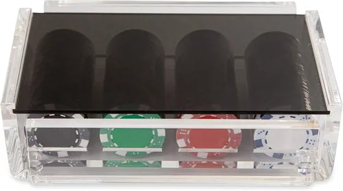 Miniatura 2 de La Ficha - Juego de fichas de póquer, 100 fichas resistentes y resistentes, incluye 4 fichas de color para jugar, caja de acrílico hecha a mano